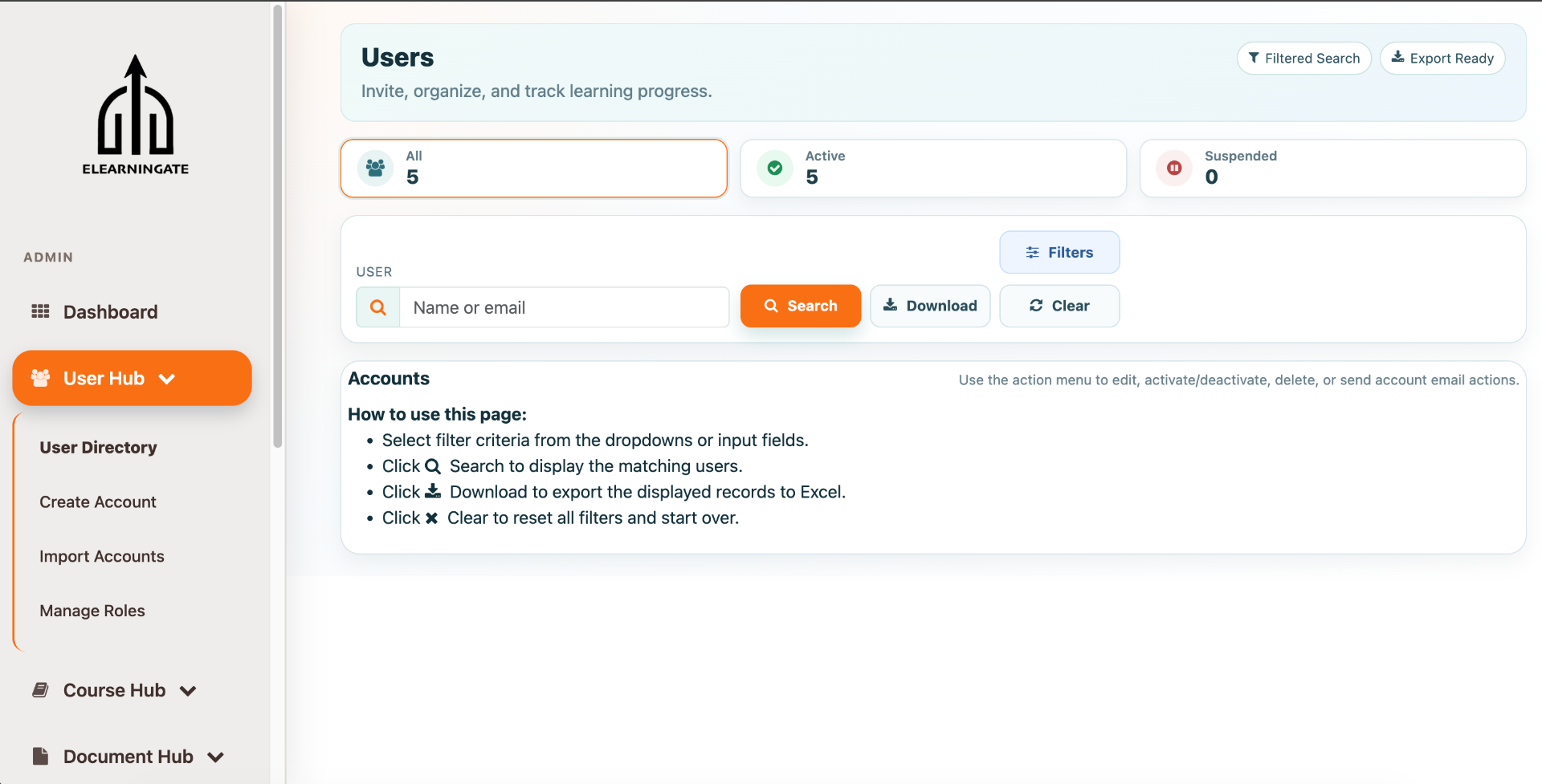 User management screen 1